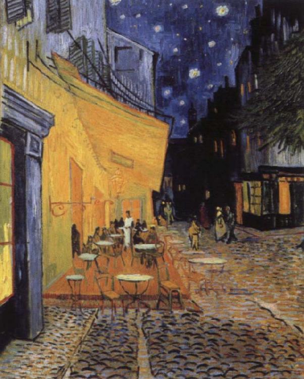 Vincent Van Gogh cafe terrace at the Place you forum in Arles in night China oil painting art